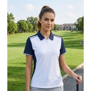 Jack Smith Womens Polo Shirt Size 2XL White Navy Blue Golf Tennis Athletic Top